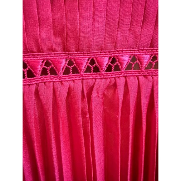 NWT Self-Portrait Fuchsia Pink Pleated Chiffon Midi Dress Size 10 - Picture 10 of 16